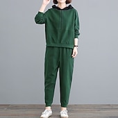 economico Tute da ginnastica-Per donna Felpe con cappuccio da salotto Tute in pile con tasca Tinta unita Completo Abbigliamento Autunno &amp; Inverno Nero Rosso Palestra All&#039;aperto Corsa Antivento Caldo Manica Lunga Sport