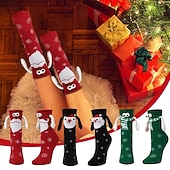abordables calcetines caseros-Calcetines magnéticos navideños de edición invernal, medias navideñas rojas con diseño de bufanda, calcetines decorativos magnéticos con forma de ojo grande para sujetar las manos, decoración festiva de Navidad y Halloween.
