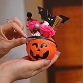 cheap Halloween Indoor-1 Pc 12 * 9CM 2025 New Halloween and Easter Pumpkin Eye Bat with Lantern Ghost Festival Decoration Simulation Flower Pumpkin Lantern