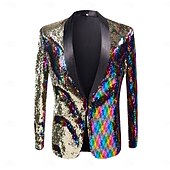 abordables Costumes de fête-Homme Veste blazer Col châle Fête Motif Multicouleur Coupe sur mesure