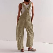 economico tute casual-Per donna Normale Tuta Attivo Tinta unica Senza Maniche Collo a U Tasca Bottoni Vacanza Quotidiano Vestibilità regolare Nero Giallo Rosa Autunno