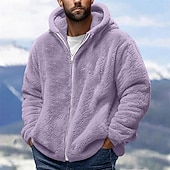 economico Felpa con cappuccio in pile-Per uomo Felpa con cappuccio Felpa con cappuccio a zip intera Giacca in Pile Nero Rosa Verde militare Blu marino Blu Reale Con Cappuccio Semplice Tasca Sport &amp; Outdoor Quotidiano Ferie Poliestere