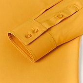 economico camicie da uomo no stiro-Per uomo Camicia Camicia elegante Camicia non stiro Camicia con colletto alla coreana Semplice Affari Quotidiano Nero Bianco Giallo Vino Manica Lunga Collo alla coreana Estate Primavera Abbigliamento