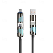 economico Luci decorative-Cavo di ricarica USB 4 in 1, ricarica rapida max 60 W per connettori USB C/USB-A/Type-C/Lightning, cavo indicatore LED per iPhone 17/16/15, Samsung iPad Android MacBook Power Bank