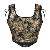 levne Korzety-Dámské Stahovací korzet/stahovací prádlo Stahovací spodní prádlo Sexy korzet Sexy Sladký Květinový Slátanina Dovolená Párty ulice Bez rukávů Do U Zlatá černá Zlatá Jaro Podzim Na míru