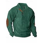 baratos Suéteres básicos-Homens Moletom Preto Verde Claro Verde Tropa Azul Marinha Azul Henley Bloco de cor Patchwork Desportos e Ar livre Diário Feriado Poliéster Roupa de rua Básico Casual Primavera Outono Roupa Moletons