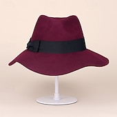 billige Festhatter-Hatter Ull Fedora Solhatt Avslappet Ferie Retro Rød Klassisk Britisk Med Ren Farge Tvinning Hodeplagg Hodeplagg