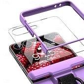 baratos Capa Samsung-telefone Capinha Para Samsung Galaxy Z Flip 7 Z Virar 6 Z Flip 5 Capa traseira e protetor de tela Suporte para carregamento sem fio com pulseira Retro PC