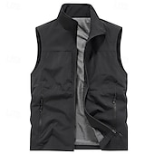preiswerte Herren Angelweste-Herren Outdoor-Weste Weste Angelweste Outdoor Täglich Mode Lässig Frühling Herbst Tasche Polyester Bequem Einfach Reisverschluss Stehkragen Normale Passform Schwarz Rote Khaki Armeegrün Weste