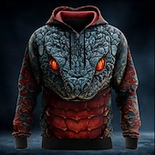 abordables Imprimé animalier-Homme 3D Serpent Sweat à capuche Sweatshirt Frais Fête manche longue Col ras du cou Vêtements de rue Club Bleu Jaune Rouge Vert Cordon de serrage Automne Hiver Designer S M L XL XXL XXXL