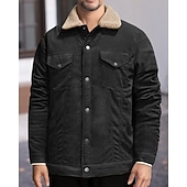 economico Giubbotti Casual-Per uomo Giacca Invernale Giacca in Velluto a Coste Giacca in Pile Giacca Casual Vacanza Quotidiano Calore Termico Tasca Pile Inverno Semplice Moda Streetwear Bavero Regolare Nero Verde chiaro Blu