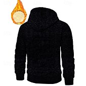 voordelige Fleecehoodie-Voor heren Trui met capuchon Hoodie met volledige rits Sherpa Fleece Hoodie Spijkerbroekblauw Zwart Marineblauw Donkergrijs Capuchon Effen Lapwerk Sport &amp; Outdoor Dagelijks Feestdagen Polyester