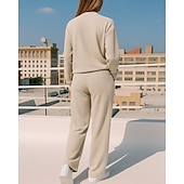 economico Tute da ginnastica-Per donna Tuta da 2 pezzi Felpa pullover Set di tute da ginnastica Coulisse con tasca Tinta unita Completo Abbigliamento Autunno Nero Cachi Allenamento All&#039;aperto Viaggio Vita Alta Leggero Di tendenza