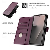 Недорогие Чехлы для Samsung-телефон Кейс для Назначение SSamsung Galaxy Z-образный сгиб 7 Кейс на заднюю панель Откидная подножка Разъем для карты Защита от удара Ретро ТПУ Кожа PU