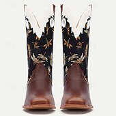 Herren Stiefel Cowboystiefel Stickerei Retro Spaziergang Vintage Lässig Outdoor Täglich PU Leder Bequem Rutschfest Atmungsaktiv Mittelstiefel Slipper Braun Frühling Herbst Winter preiswerte Cowboy & Western Stiefel-Herren Stiefel Cowboystiefel Stickerei Retro Spaziergang Vintage Lässig Outdoor Täglich PU Leder Bequem Rutschfest Atmungsaktiv Mittelstiefel Slipper Braun Frühling Herbst Winter