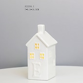 abordables 123496-Veilleuse LED électronique creuse en céramique blanche pour Noël, luminaire décoratif d&#039;intérieur, idéal pour un salon, une chambre à coucher, une cuisine, un bureau ou un bureau, avec 3 piles LR44