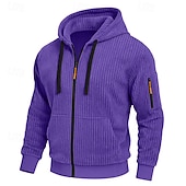 economico Felpa Tattica-Per uomo Felpa con cappuccio Felpa con cappuccio a zip intera Velluto a coste Felpa con cappuccio tattica Nero Bianco Verde militare Rosso Borgogna Con Cappuccio Semplice Testurizzato Sport &amp; Outdoor