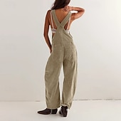 economico tute casual-Per donna Normale Tuta Attivo Tinta unica Senza Maniche Collo a U Tasca Bottoni Vacanza Quotidiano Vestibilità regolare Nero Giallo Rosa Autunno