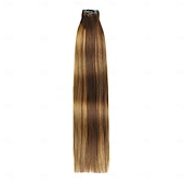 voordelige Clip-in haarextensions-highlight p4/27 14-18 inch steil haar lang 9-delige set pu dikke clip-in haarextensies