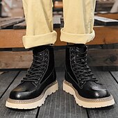 abordables Bottes de travail-Bottes de combat à lacets en similicuir marron pour homme – chaussures de travail et de randonnée d&#039;extérieur durables pour un usage quotidien et l&#039;aventure