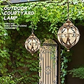 economico Luci a sospensione-lampade a sospensione per esterni, lampada a sospensione esterna portico impermeabile lampadario in metallo nero con globo di vetro trasparente con struttura in gabbia di ferro, lanterna esterna per