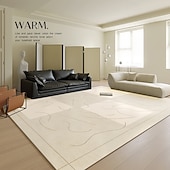 baratos Tapetes-Tapete estilo creme, tapete aconchegante para sala de estar, tapete macio para cabeceira de quarto, tapete grande para sofá &amp;mesa de centro, decoração de apartamento com cobertura total