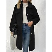 olcso Béléses fleece dzsekik-Női Télikabát Sherpa kabát Kényelmes Légáteresztő Zseb Gombok Alkalmi Sima Vakáció Utca Hétköznapi Hétköznapi viselet Egysoros Hosszú Térfogatcsökkenés Normál Hosszú ujj Felsőruházat Fekete Bor