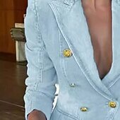 economico Blazer e Completi-Per donna Blazer Confortevole Tasca Bottoni Elegante Moda All'aperto Semplice Uscire Casual Quotidiano Weekend Cardigan Regolare Bavero Vestibilità regolare Manica Lunga Capispalla Nero Blu Blu scuro