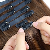 baratos Extensões de cabelo com gancho-Destaque p4/27 20-24 polegadas cabelo liso longo 7 peças conjunto pu grosso clipe em extensões de cabelo