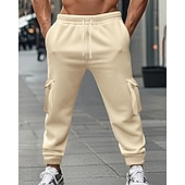 economico Carico-Per uomo Pantaloni da Tuta Cargo Pantaloni da tuta Joggers Pantaloni Coulisse Tasca Elastico in vita Semplice Comodità Sport all&#039;Aperto Quotidiano Moda Casual Nero Bianco Micro-elastico