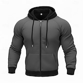 cheap Basic Hoodies-Men's Full Zip Hoodie Zip Up Hoodie Fuzzy Sherpa Fleece Hoodie Black Red Green Light Grey Dark Gray Hooded Plain Zip Up Zipper Pocket Sports &amp; Outdoor Daily Weekend Polyester Vintage Cool Casual Fall