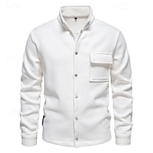 preiswerte Lässige Jacken-Herren Waffeljacke Fleecejacke Cargo-Jacke Freizeitjacke Urlaub Täglich Warm Tasche Herbst Winter Einfach Mode Klassisch Revers Regulär Schwarz Weiß Marineblau Blau Khaki Jacken