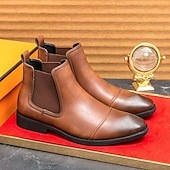 abordables Bottes de Chelsea-Homme Bottes Bottes Chelsea Rétro Marche ancien Quotidien Cuir PU Confortable Bottines Mocassin Noir Marron Printemps Automne Hiver