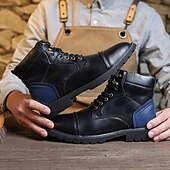 abordables Bottes de travail-Bottines à lacets marron robustes pour hommes avec col rembourré, style vêtements de travail d&#039;extérieur durables pour la randonnée, la construction et les vêtements de ville décontractés