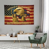 cheap 250th Anniversary-United States 250th Anniversary Wall Tapestry Backdrop Hanging Decoration for Home Garden Indoor or Outdoor SemiquincentennialDecor