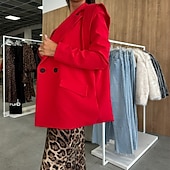 abordables Blazers et Costumes-Femmes Blazer Confortable Avec Poches Boutons Élégant Mode Extérieur Uni Sortir Décontracté Quotidien Week-end Cardigan Régulier Revers Coupe régulière manche longue Vêtements d&#039;extérieur Noir