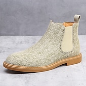 economico Stivali Chelsea-stivali chelsea da uomo color cachi, stile casual e leggero alla caviglia con soffietti elastici, per l'ufficio, le uscite del fine settimana e il comfort quotidiano