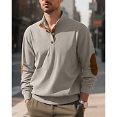 baratos Suéteres básicos-Homens Moletom Preto Verde Claro Verde Tropa Azul Marinha Azul Henley Bloco de cor Patchwork Desportos e Ar livre Diário Feriado Poliéster Roupa de rua Básico Casual Primavera Outono Roupa Moletons