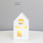 abordables 123496-Veilleuse LED électronique creuse en céramique blanche pour Noël, luminaire décoratif d&#039;intérieur, idéal pour un salon, une chambre à coucher, une cuisine, un bureau ou un bureau, avec 3 piles LR44