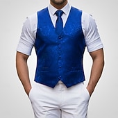 abordables Costumes de fête-gilet homme col V fête cachemire bordeaux bleu vert coupe ajustée
