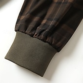 economico Giubbotti Casual-Per uomo Giubbotto bomber Giacca Casual Vacanza Quotidiano Caldo Tasca Autunno Inverno Plaid Moda Classico Collo alla coreana Regolare Verde scuro Verde militare Giacca