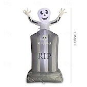 economico Halloween all&#039;Aperto-1 pezzo da 1,8 m/6 piedi di scheletro di Halloween che fa capolino dalla lapide, modello gonfiabile luminoso a LED per interni ed esterni, cortile, giardino, atmosfera terrificante e inquietante, luce