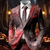 levne Pánské potištěné blejzry-Pánské Blejzr Kabát Venkovní ulice Ležérní Běžné Denní Podzim zima 100% polyester Krevní skvrny 3D tisk Knoflíky Zahřívací Pohodlné Jednořadé Blejzr A B C D