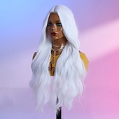 tanie Peruki koronkowe syntetyczne-Peruka syntetyczna z koronką Kręcone Styl 28 in Biały Przedziałek na środku Część U Peruka Damskie Peruka Biały