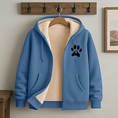 economico Felpa con cappuccio in pile-Per uomo Felpa con cappuccio Felpa con cappuccio a zip intera Felpa con cappuccio in pile Felpa con cappuccio foderata in pile Aalbicocca Nero Rosso Borgogna Blu Con Cappuccio Semplice Cerniera Sport