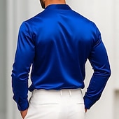 economico Camicie in raso da uomo-Per uomo Camicia Camicia in raso Camicia elegante Camicia casual Camicia con Bottoni Camicia da Ballo Semplice Formale Matrimonio Nero Bianco Blu reale Oro Manica Lunga Scollo a V Tutte le stagioni