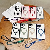 abordables Carcasas Samsung-teléfono Funda Para Samsung galaxia S25 Ultra Plus S25 Edge S24 Plus Funda Trasera con Soporte con cordón Antigolpes Retro TPU Acrílico