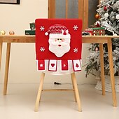 ieftine Huse-huse de scaun de Crăciun, huse de scaun din pluș 3D cu Moș Crăciun, huse de scaun din material textil cu desene animate festive pentru masa de sufragerie și decorarea casei de sărbători