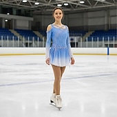 voordelige Schaatsjurken-Kunstschaatsjurk Dames Voor meisjes Schaatsen Jurken Outfits Zwart Wit Roze Lapwerk Asymetrische zoom Netstof Spandex Hoge Elasticiteit Opleiding Oefenen Wedstrijd Kunstschaatskleding Kristal
