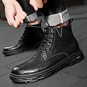 economico Stivali da lavoro-Per uomo Stivali Retrò Camminata Vintage Quotidiano PU Confortevole Stivali a Metà Polpaccio Allacciatura Nero Cachi Primavera Autunno